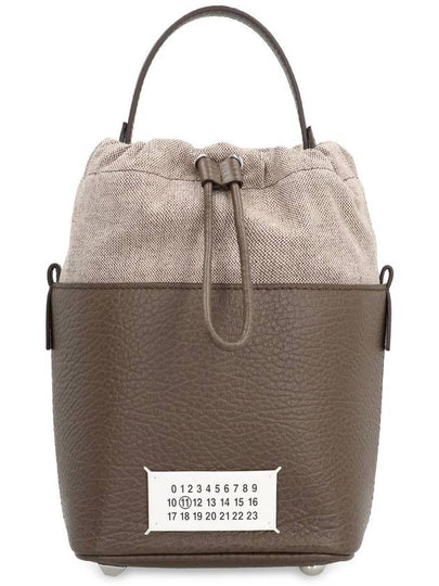 5AC Number Logo Texture Leather Bucket Bag Brown - MAISON MARGIELA - BALAAN 2