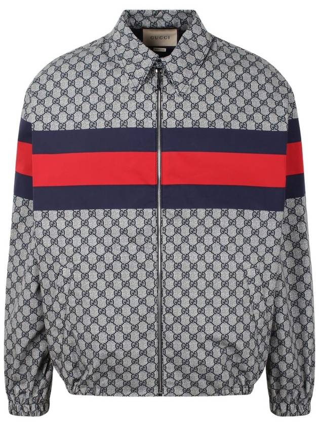 GG Print Cotton Zip-up Jacket Blue - GUCCI - BALAAN 2