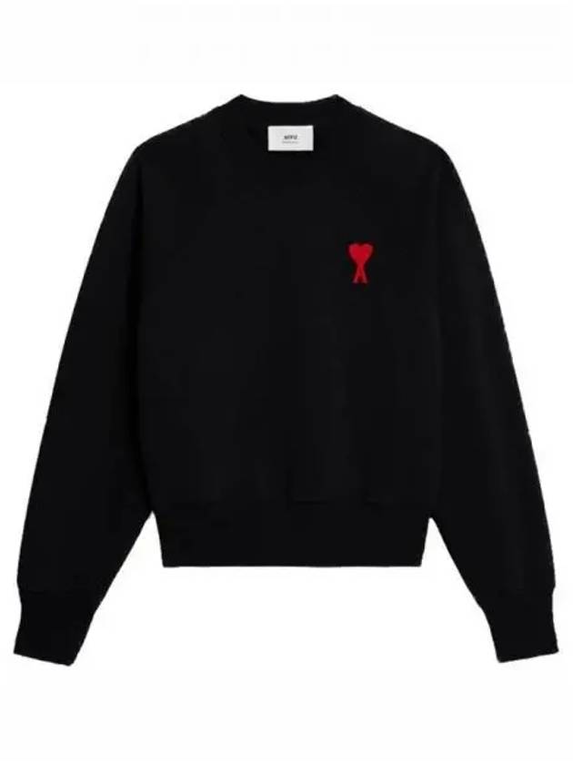 Men's Heart Logo Cotton Sweatshirt Black - AMI - BALAAN 2