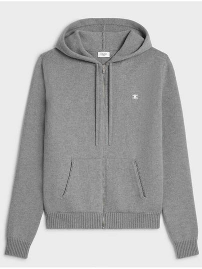 Triomphe Wool Zip-Up Hoodie Medium Grey - CELINE - BALAAN 2