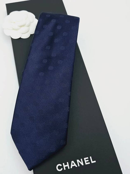 Tie CC Logo Silk Navy AAA134 - CHANEL - BALAAN 1