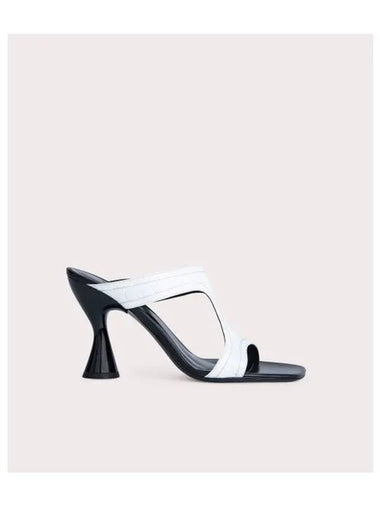 Nadia Gloss Leather Sandal Heels White - BY FAR - BALAAN 1