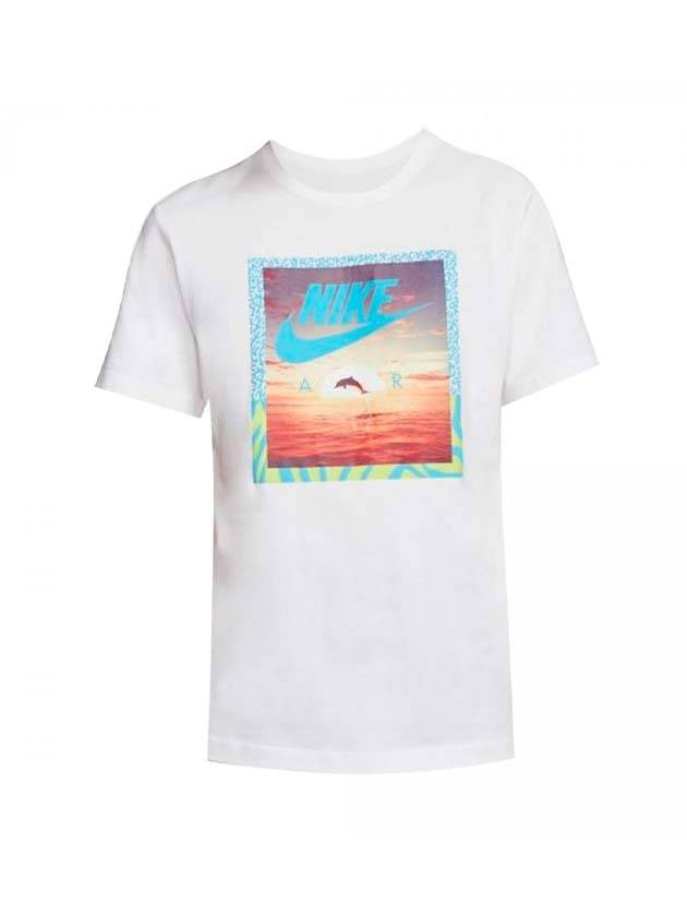 Aqua Photo Print Cotton Short Sleeve T-Shirt White - NIKE - BALAAN 1