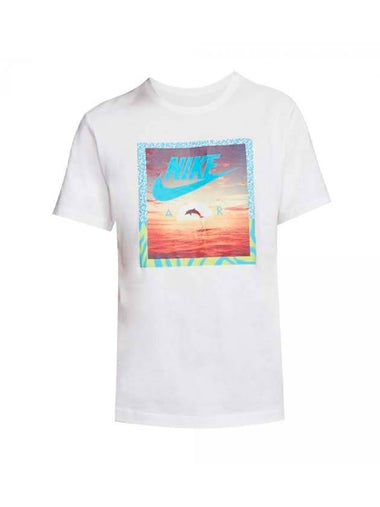 Aqua Photo Print Cotton Short Sleeve T-Shirt White - NIKE - BALAAN 1