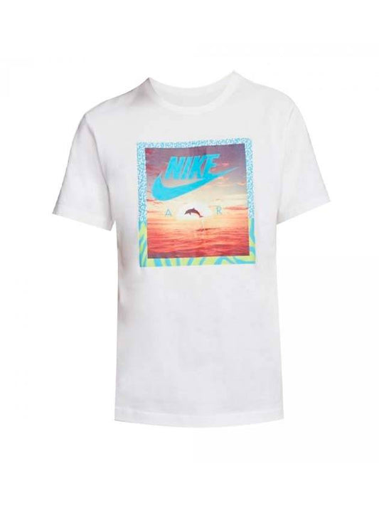 Aqua Photo Print Cotton Short Sleeve T-Shirt White - NIKE - BALAAN 1