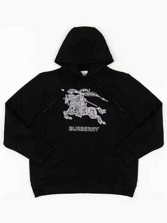 Embroidered Logo Hoodie Black - BURBERRY - BALAAN 2