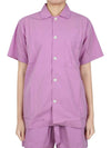 Poplin Pajamas Organic Cotton Short Sleeve Shirt Pink - TEKLA - 7