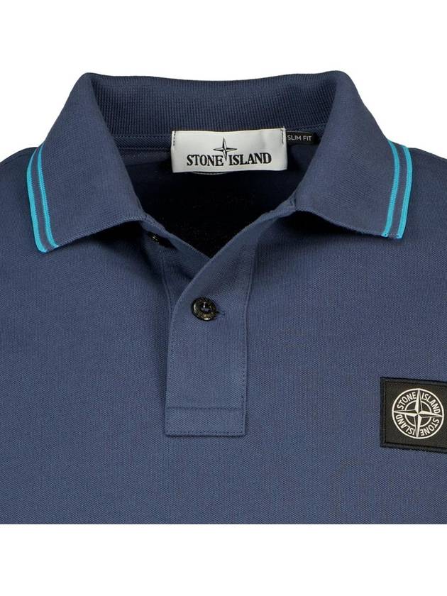 Men's Two Line Wappen Patch Cotton Short Sleeve Polo Shirt Dark Blue - STONE ISLAND - BALAAN 6