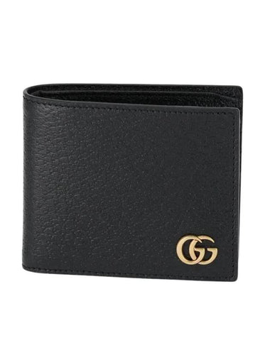 GG Marmont Leather Bi Fold Wallet Black Gold - GUCCI - BALAAN 1