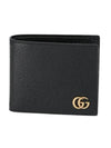 GG Marmont Leather Bi Fold Wallet Black Gold - GUCCI - BALAAN 1