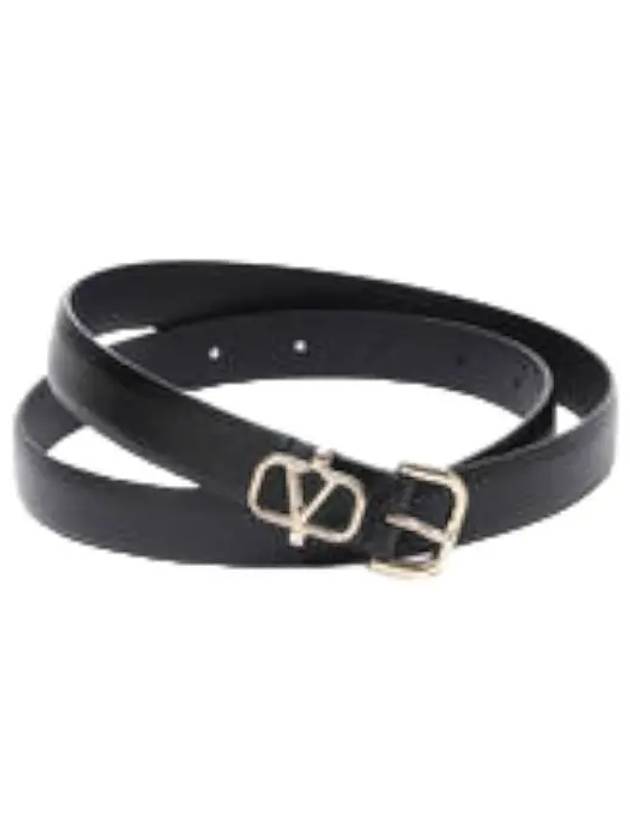 V Logo Leather Belt Black - VALENTINO - BALAAN 2