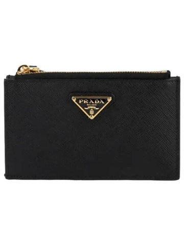 Saffiano leather zipper card wallet women s - PRADA - BALAAN 1