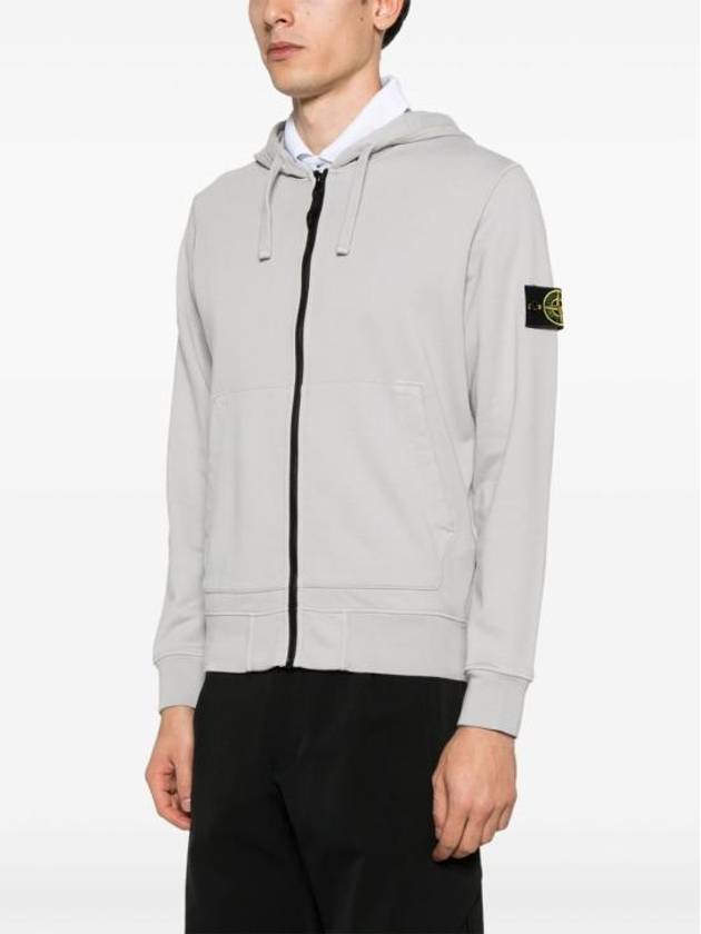 Organic Cotton Fleece Zip-Up Hoodie Grey - STONE ISLAND - BALAAN 6