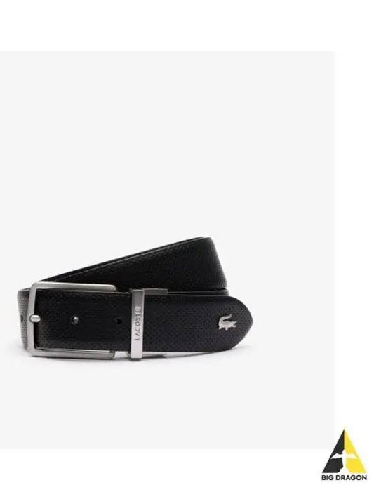 Men s Elegance Leather Belt Black Navy - LACOSTE - BALAAN 1