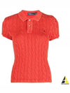 Slim Fit Cable Knit Polo Shirt Red - POLO RALPH LAUREN - BALAAN 2