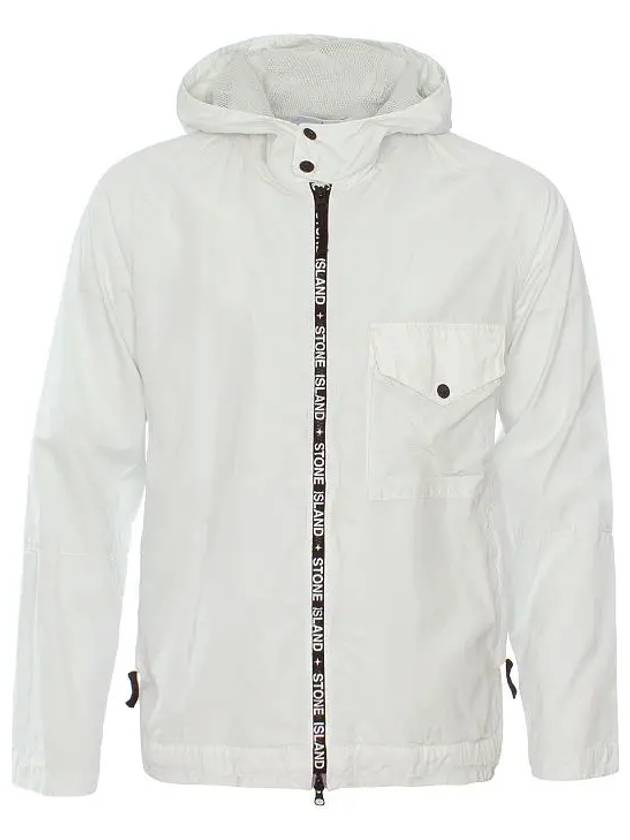 Logo Zipper Cupro Nylon Hooded Jacket White - STONE ISLAND - BALAAN 2