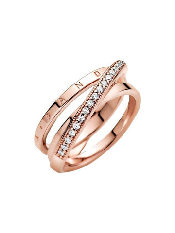 Crossover Pave Triple Band Ring Rose Gold - PANDORA - BALAAN 1