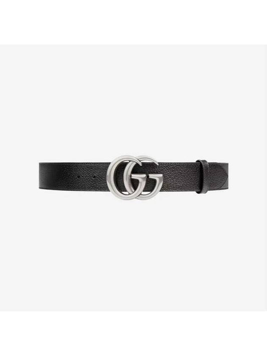 GG Marmont Double Buckle Belt Black Silver - GUCCI - BALAAN 2