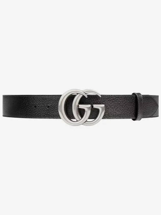 GG Marmont Double Buckle Belt Black Silver - GUCCI - BALAAN 2