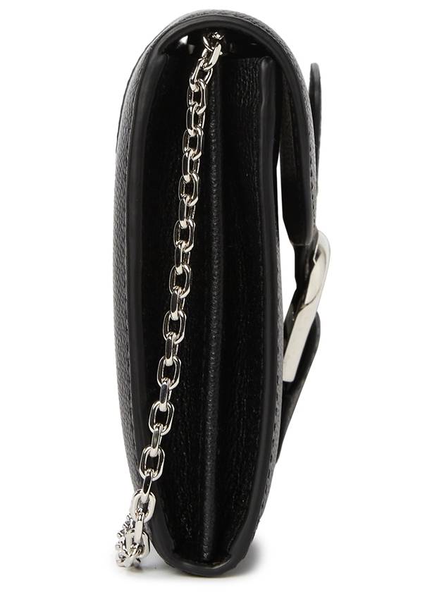 Brillant Chain Rodeo Calf Leather Long Wallet Black - DELVAUX - BALAAN 4