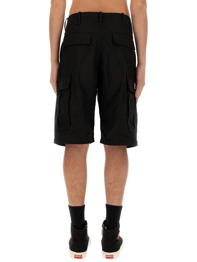 Bokeh Flower Button Cotton Shorts Black - KENZO - BALAAN 5