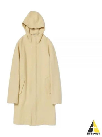 BRUSHED ALPACA WOOL MELTON HOODED COAT LIGHT BEIGE A23AB02AS - AURALEE - BALAAN 1