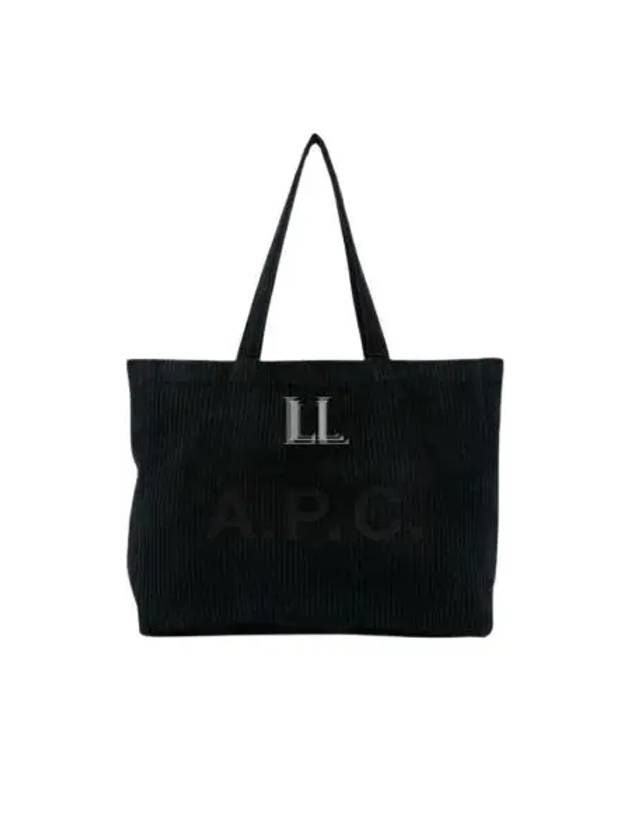 Lou Logo Print Horizontal Corduroy Tote Bag Black - A.P.C. - BALAAN 2