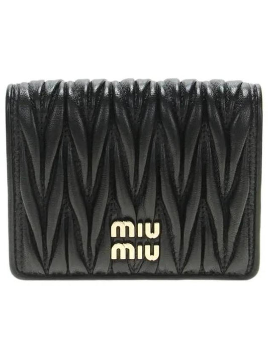 Matelasse Leather Half Wallet Black - MIU MIU - BALAAN 2