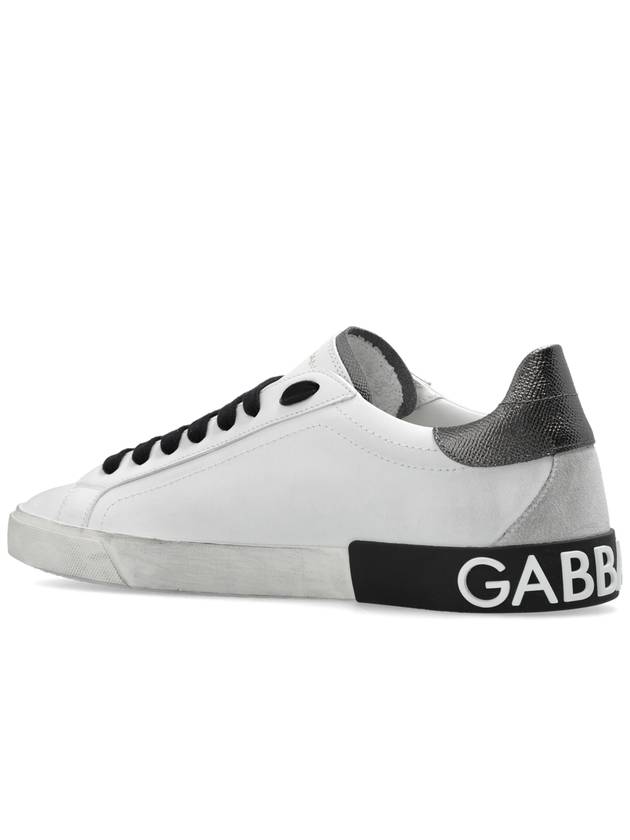 Dolce & Gabbana Portofino DC Logo Black Lace Up Low Top Sneakers White - DOLCE&GABBANA - BALAAN 6