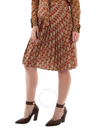 Burberry Honey Beige Tiger Print Pleated Midi Skirt, Brand Size 4 (US Size 2) - BURBERRY - BALAAN 2