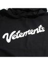 Diagonal Logo Drawstring Hoodie Black - VETEMENTS - BALAAN 4