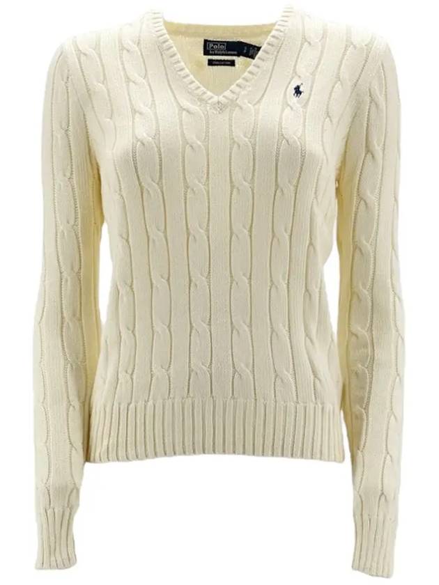 Women's Embroidered Logo Knit Top Cream - POLO RALPH LAUREN - BALAAN 3