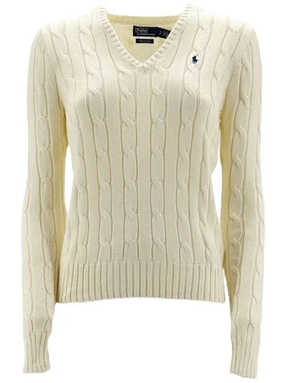 Women's Embroidered Logo Knit Top Cream - POLO RALPH LAUREN - BALAAN 2