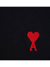 Heart Logo Cotton Jersey Short Sleeve T-Shirt Black - AMI - BALAAN 6