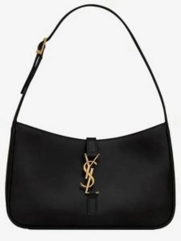 Bronze Monogram Le 5 A 7 Hobo Shoulder Bag in Smooth Leather Black - SAINT LAURENT - BALAAN 2