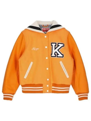 Logo embroidered bomber jacket orange jumper - KENZO - BALAAN 1