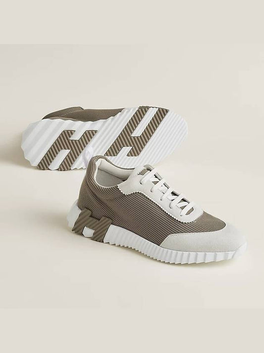 Bouncing Sneakers Mesh Suede Goatskin Beige Blanc - HERMES - BALAAN 2