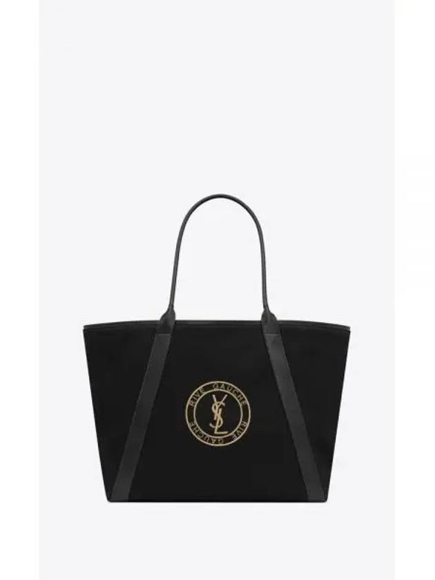 Rive Gauche Canvas Tote Bag Black - SAINT LAURENT - BALAAN 2