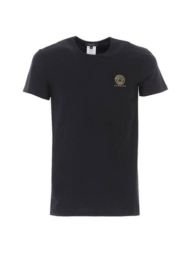 Logo Cotton Short Sleeve T-Shirt Black - VERSACE - BALAAN 1