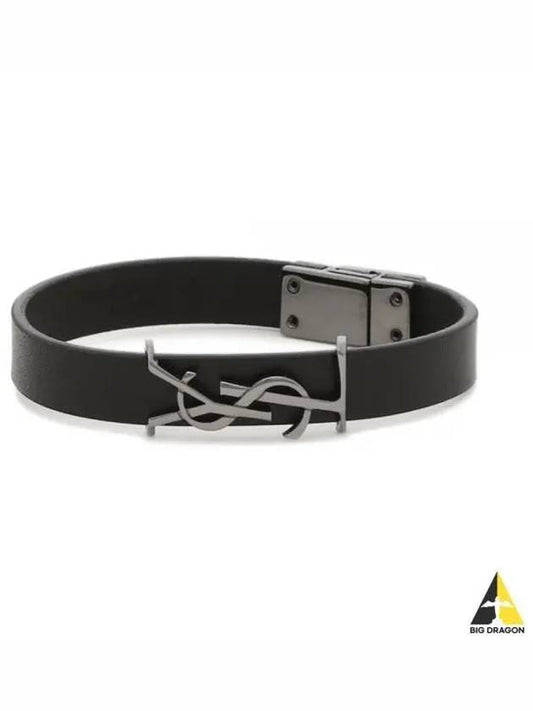 Monogram Leather Bracelet Black - SAINT LAURENT - BALAAN 2