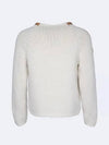 Leather Detail Wool Knit Top Ivory - GUCCI - BALAAN 3