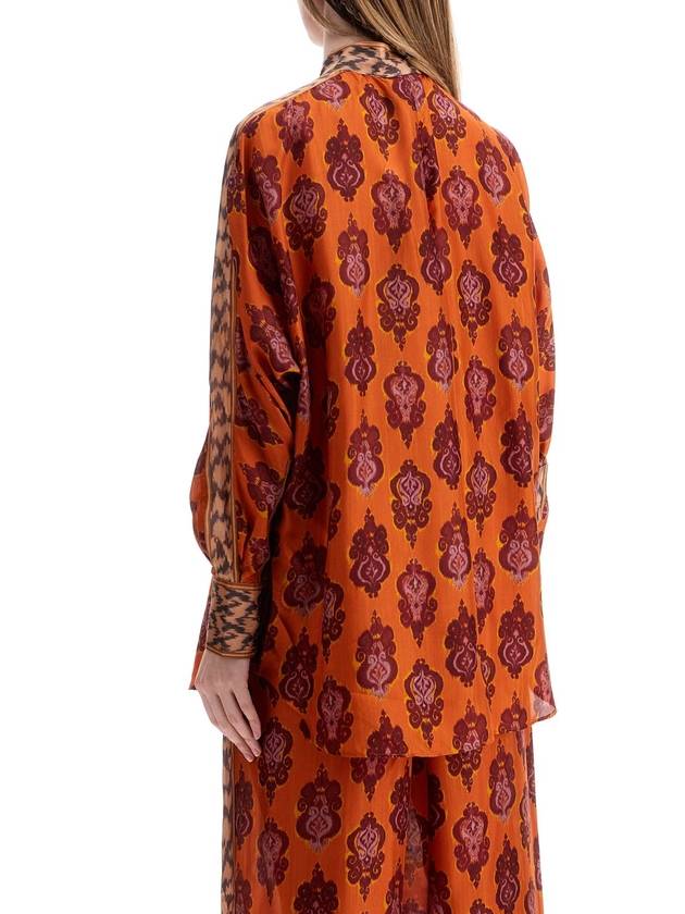 orange silk shirt ikat long sleeve loose fit - ZIMMERMANN - BALAAN 3