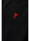 Red Heart Logo Merino Wool Cardigan Black - AMI - BALAAN 3