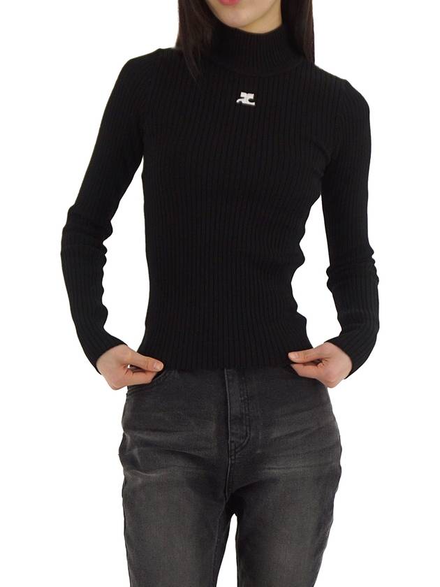 Mockneck Rib Knit Top Black - COURREGES - BALAAN 6