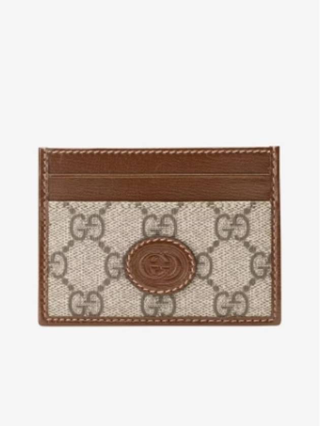 Interlocking G Card Case Beige Ebony Brown - GUCCI - BALAAN 2