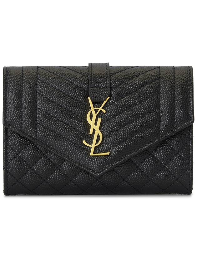 Matelasse Monogram Envelope Small Half Wallet Black - SAINT LAURENT - BALAAN 2