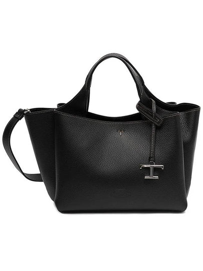 T Timeless Leather Small Tote Bag Black - TOD'S - BALAAN 2