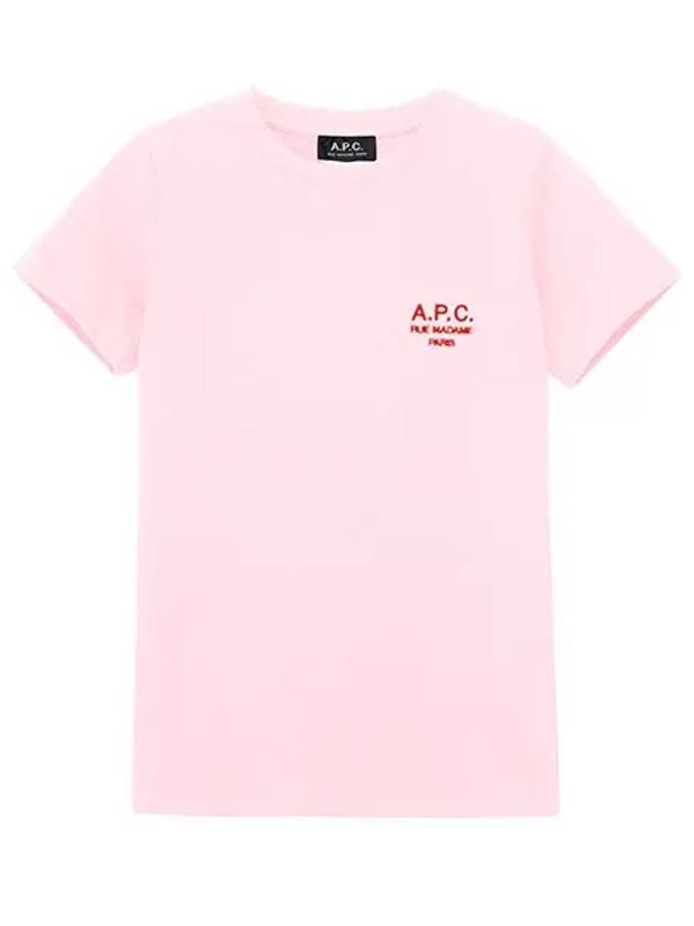 Denise Embroidered Logo Short Sleeve T-shirt Pink - A.P.C. - BALAAN 6