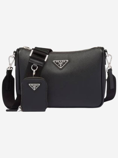 triangle logo leather shoulder bag black - PRADA - BALAAN 2