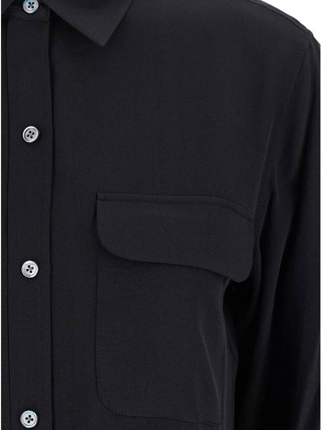 'Signature' Black Shirt With Patch Pockets In Silk Woman - EQUIPMENT - BALAAN 3